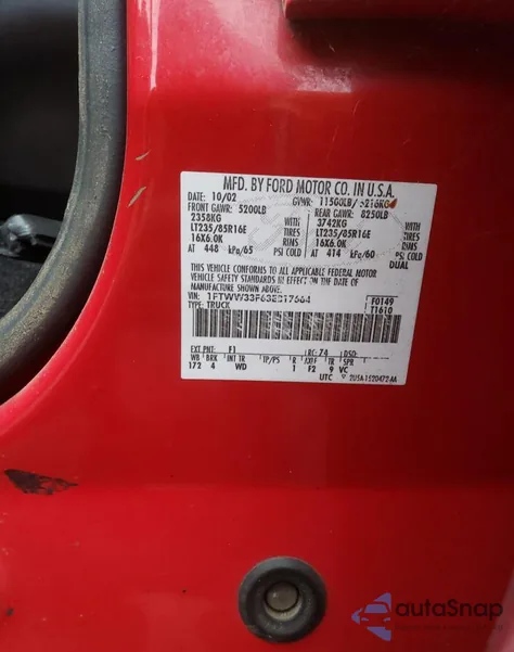 2003 Ford F350 Super Duty из США, поврежденный, VIN 1FTWW33F63EB17664